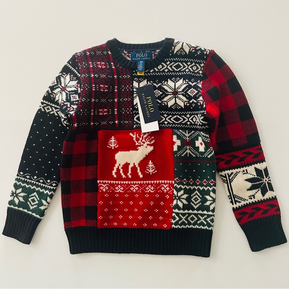 Polo Ralph Lauren Boys 8 Holiday Christmas Sweater Fair Isle Wool Blend NWT